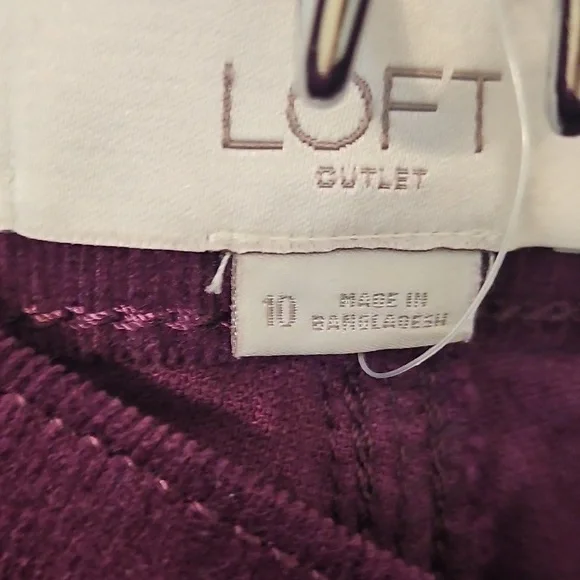 LOFT Burgundy 5 Pocket Corduroy Straight Leg - Picture 3 of 5